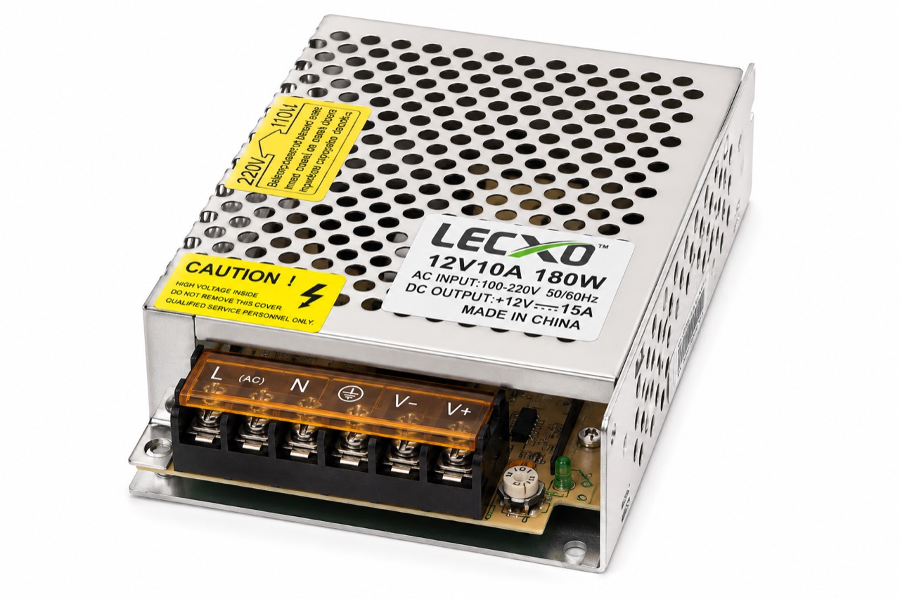 LECXO 12V 10A 180W Metal Power Supply