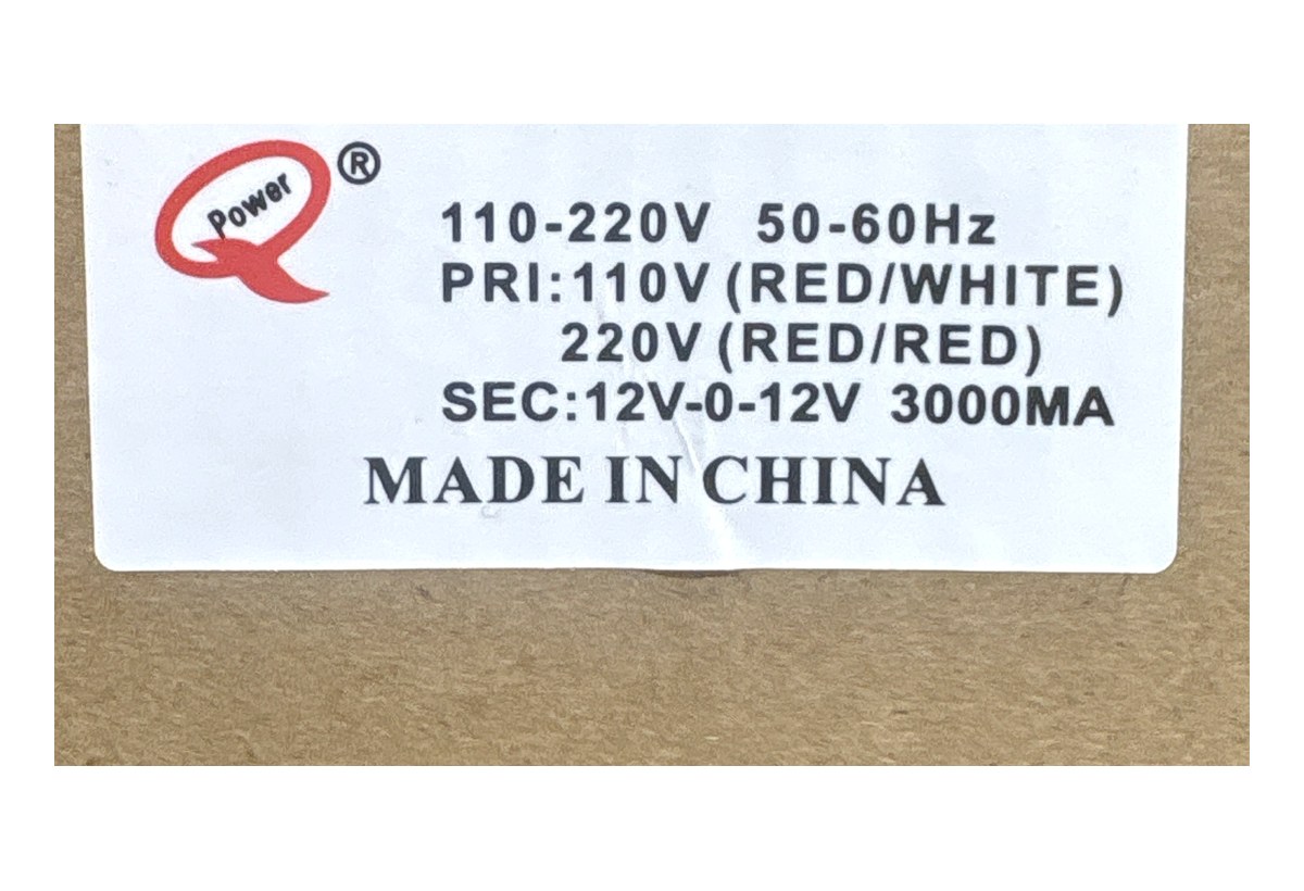 Q Power 12V-0-12V 3000mA Transformer