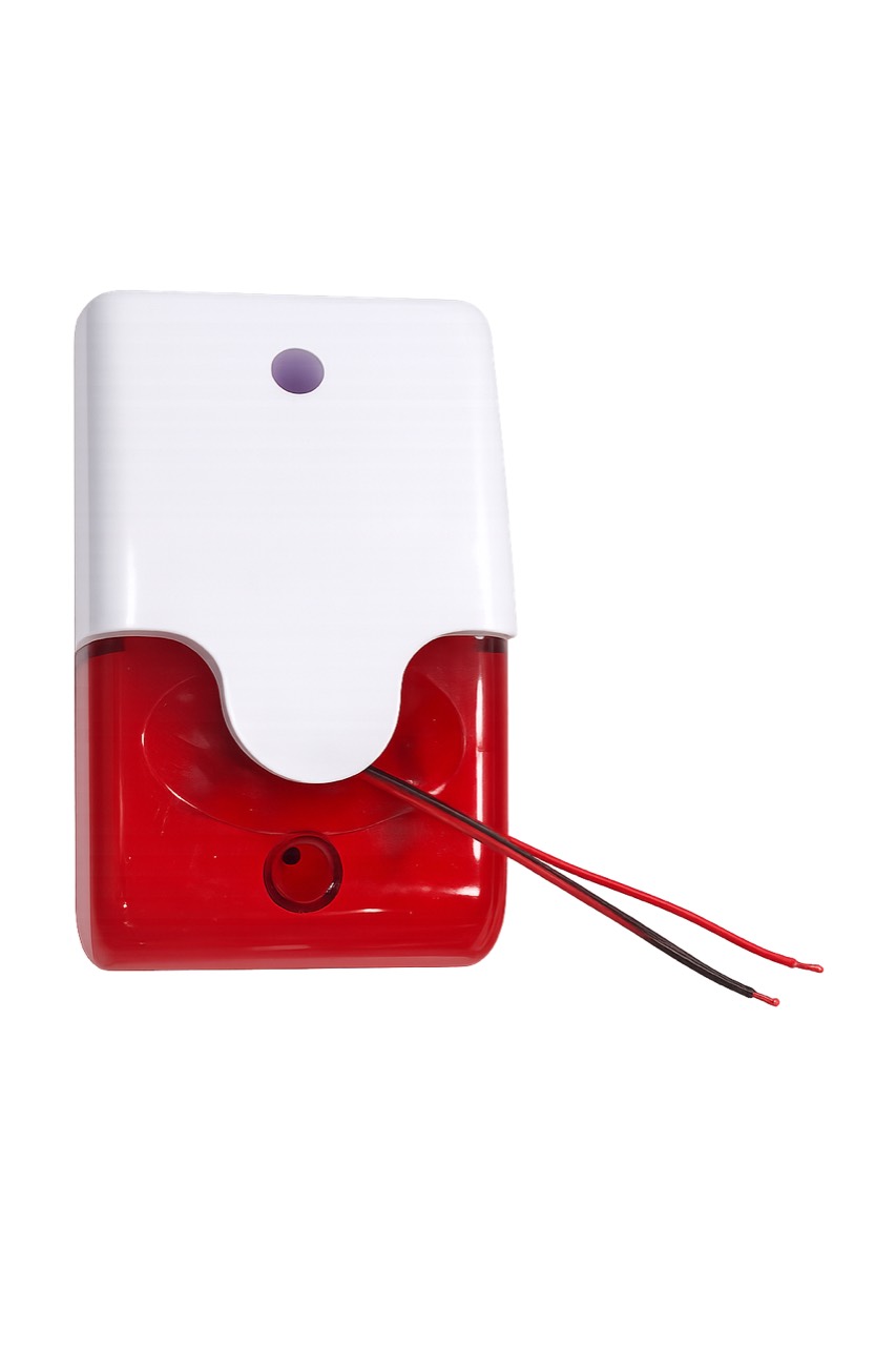 Wired alarm siren with red LED strobe